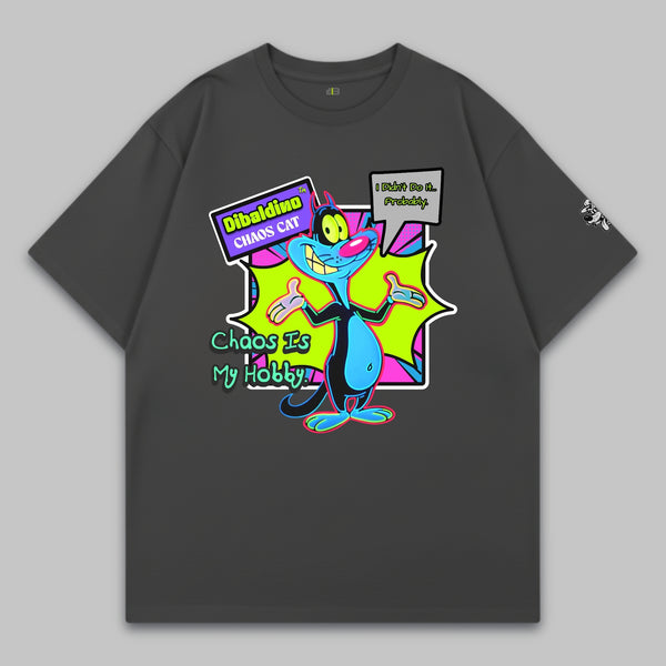 Chaos Cat Neon Edition – Oversized Cotton T-Shirt
