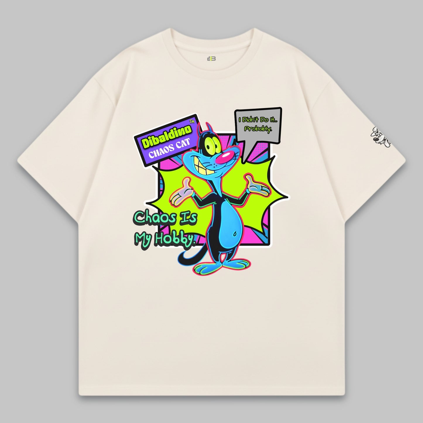 Chaos Cat Neon Edition – Oversize Baumwoll-T-Shirt