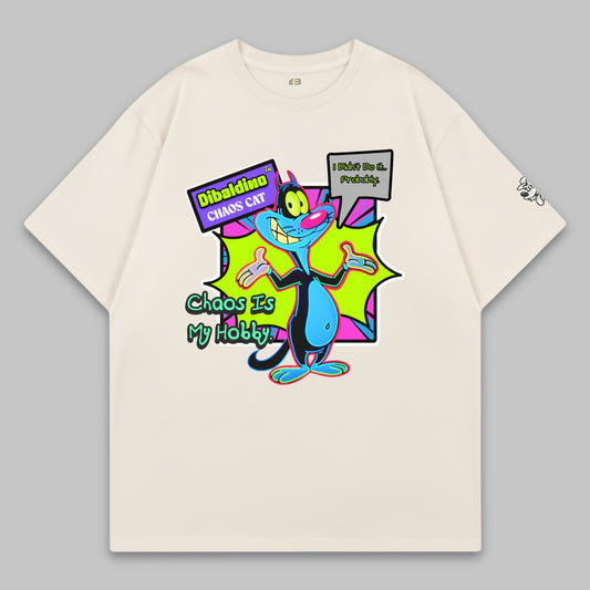 Chaos Cat Neon Edition – Oversized Cotton T-Shirt