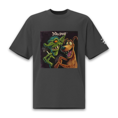 Goblin & Dog Chaos Duo – Oversized Cotton T-Shirt