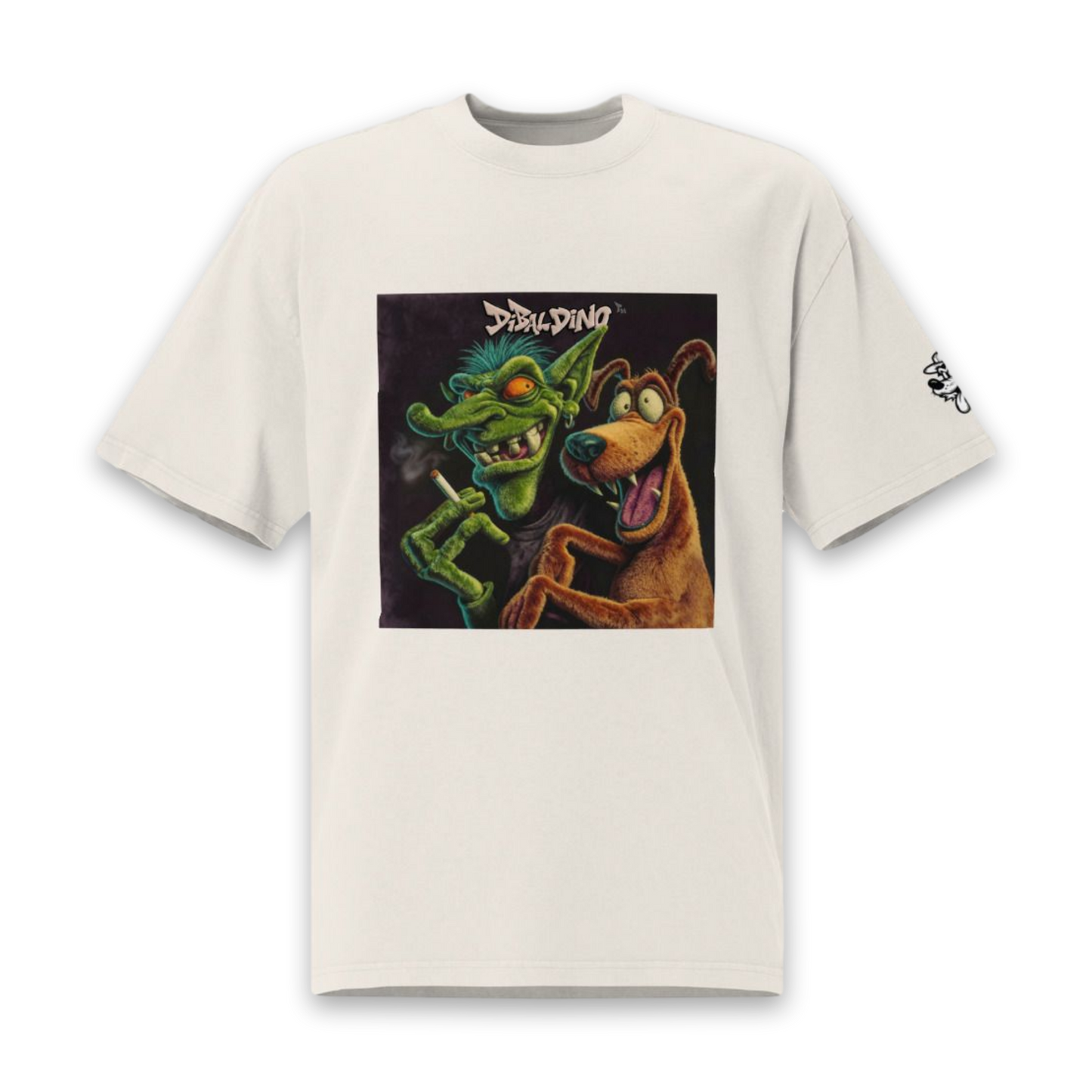 Goblin & Dog Chaos Duo – Oversized Cotton T-Shirt