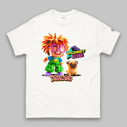 Planet Kid & Pug Buddy – Klassisches Unisex-T-Shirt