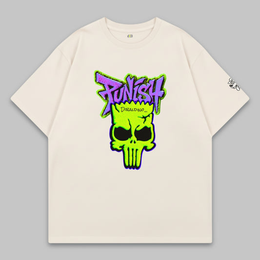Punish Neon Skull – Oversize Baumwoll-T-Shirt